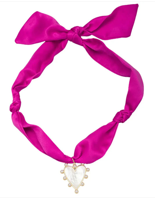 Jane Marie Pink Tie Necklace With Gold Studded Heart