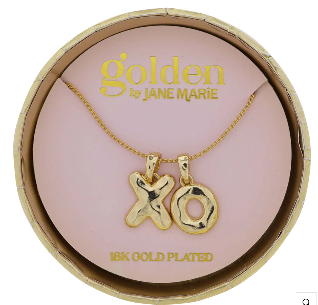 Jane Marie 18k Gold Plated Twisted Chain Necklace with XO