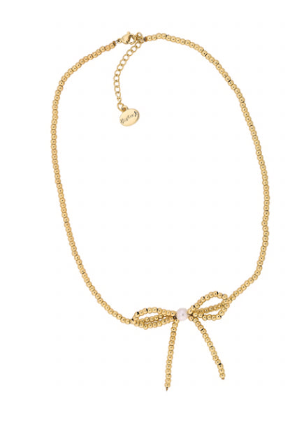 Alex Carol 3mm Gold Ball Bow w Shell Pearl