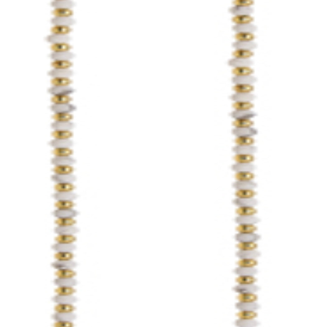 Alex Carol 2mm Faceted Natural Stone & 2mm Gold Ball NK HOWLITE