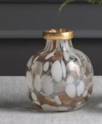 Mud Pie Large White Tortoise And Gold Vase