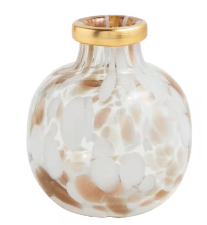 Mud Pie Large White Tortoise And Gold Vase