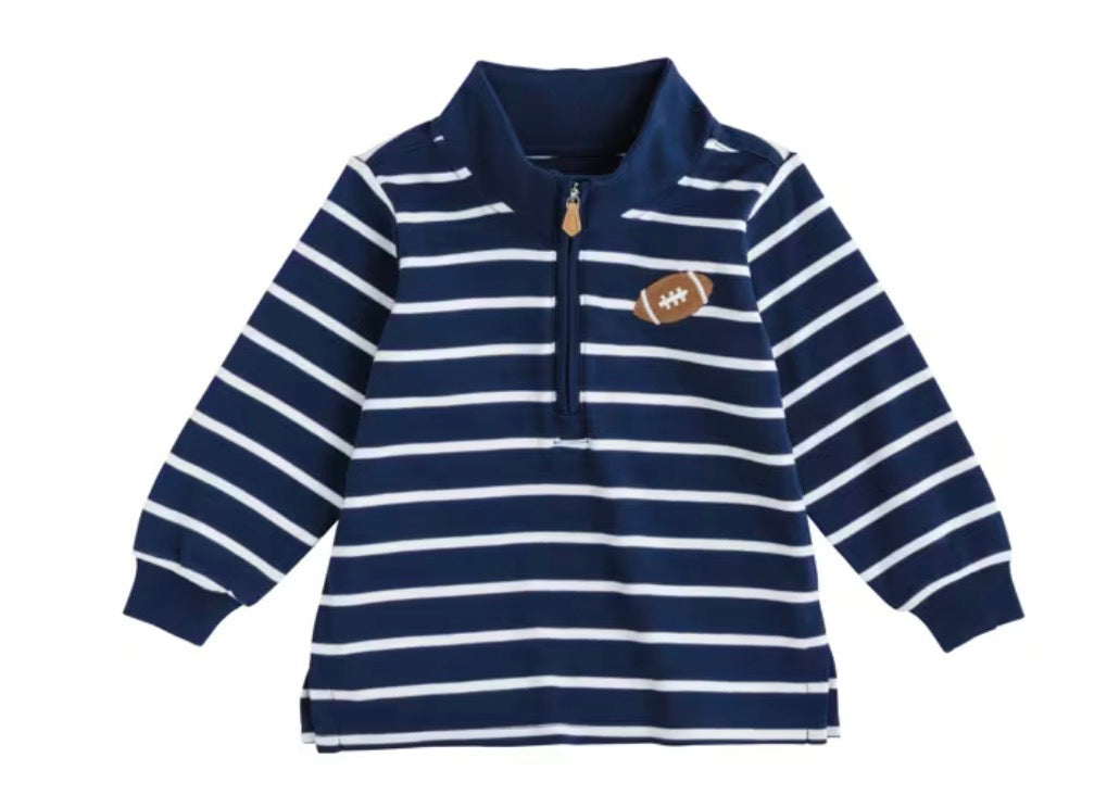 Mud Pie Football Stripe Quarter Zip