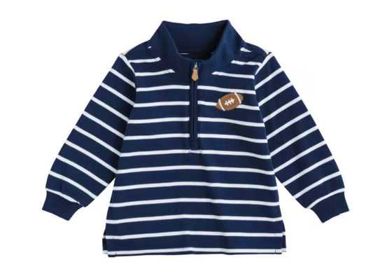 Mud Pie Football Stripe Quarter Zip