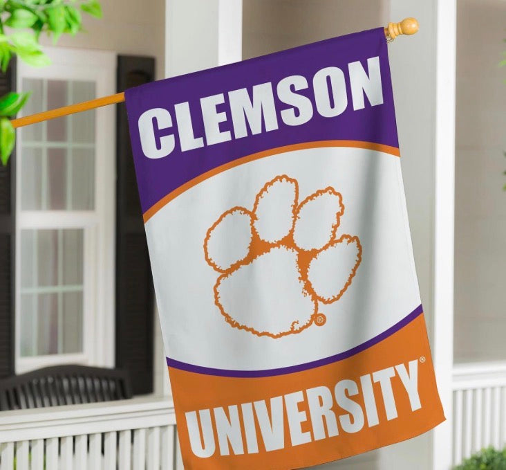 Evergreen Clemson University Suede House Flag