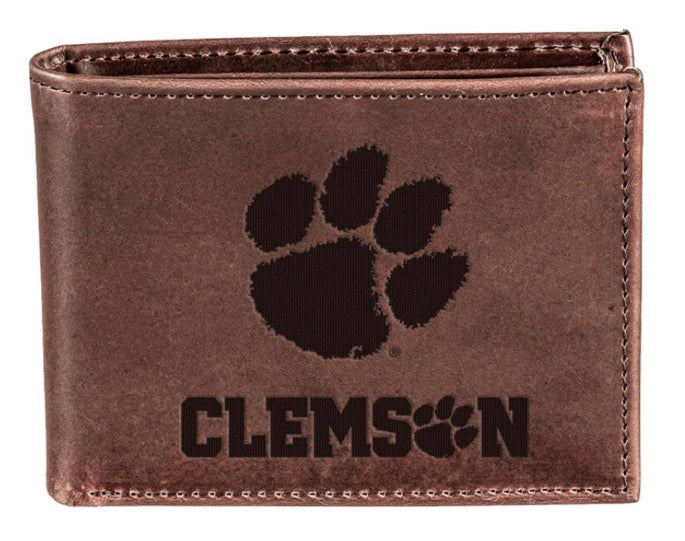 Evergreen Clemson University Bi-Fold Wallet Brown
