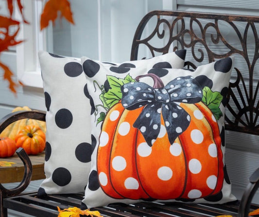 Evergreen Patterned Pumpkins Pillow Cover