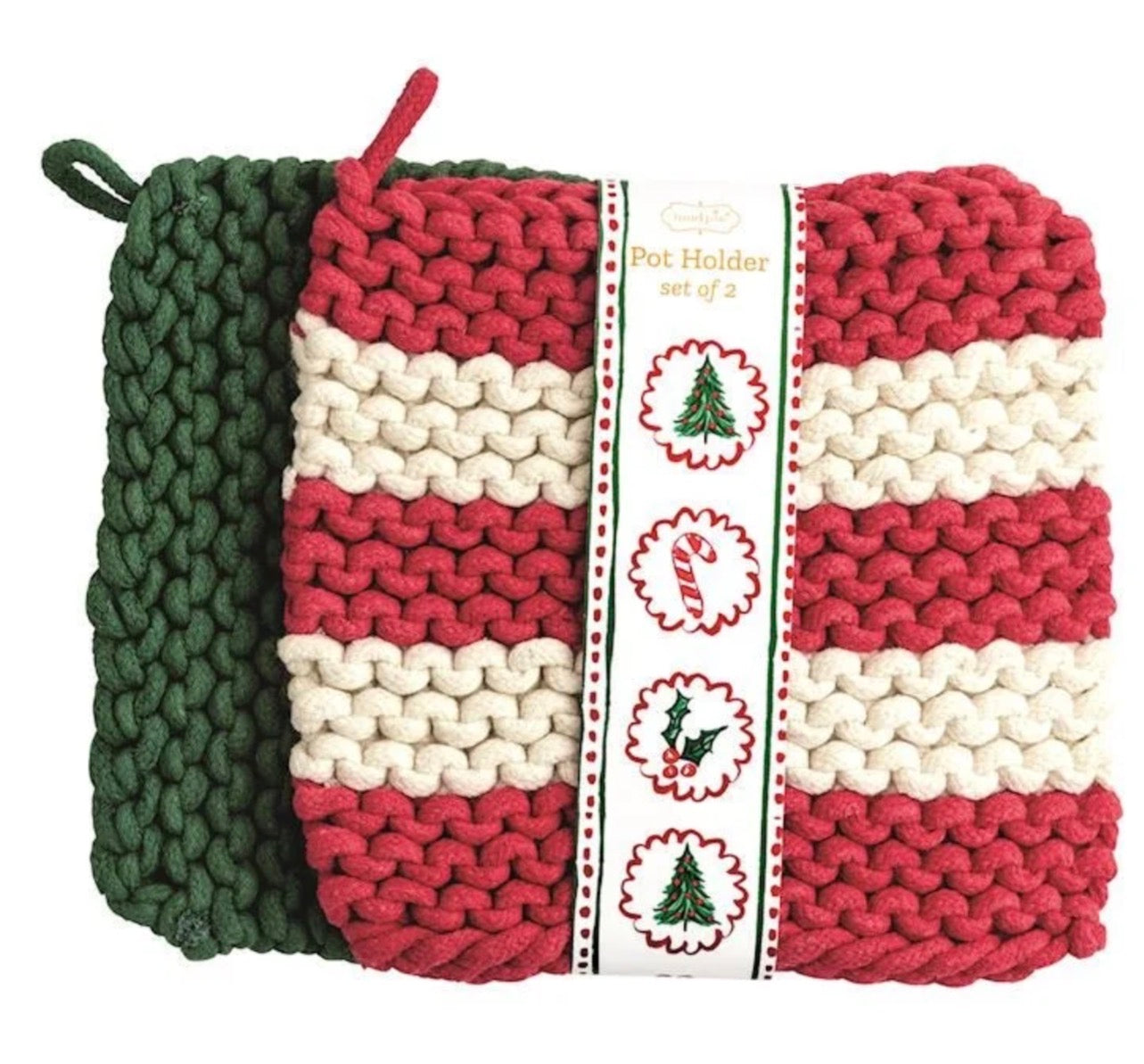 Mud Pie Red Stripe Set Pot Holder