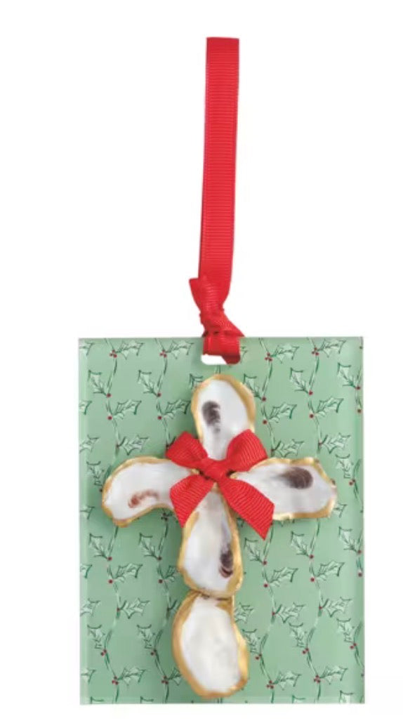 Mud Pie Green Acrylic Oyster Cross