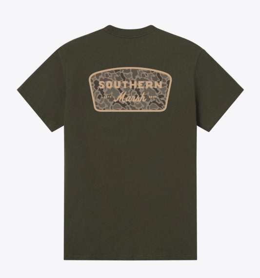 Southern Marsh Branding - Retro Camo Tee Dark Olive