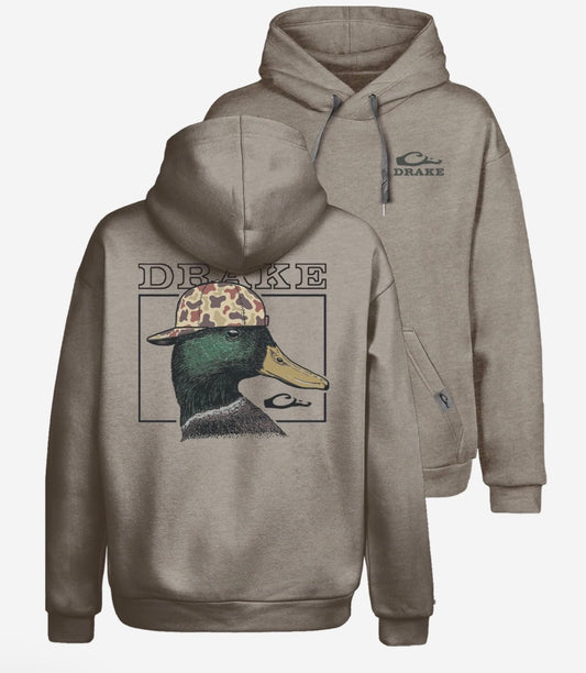 Drake Graphic Hoodie Back Cap Mallard Island Fossil Light Heather
