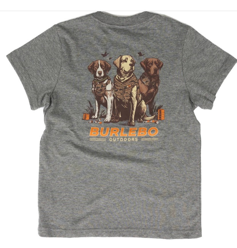 Burlebo Boy's Camo Duck Dog Gray Short Sleeve Tee Y-SST-CDD-DHG