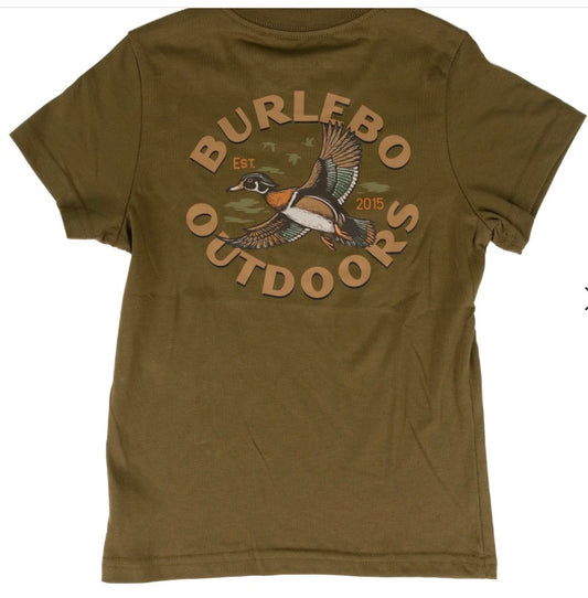 Burlebo Boy's Hunter Green Wood Duck Short Sleeve Tee Y-SST-WDK-HNTG