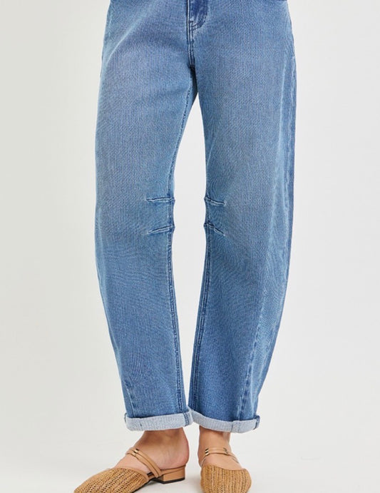 Risen Slouchy Crop Barrel Textured Jeans - Comport