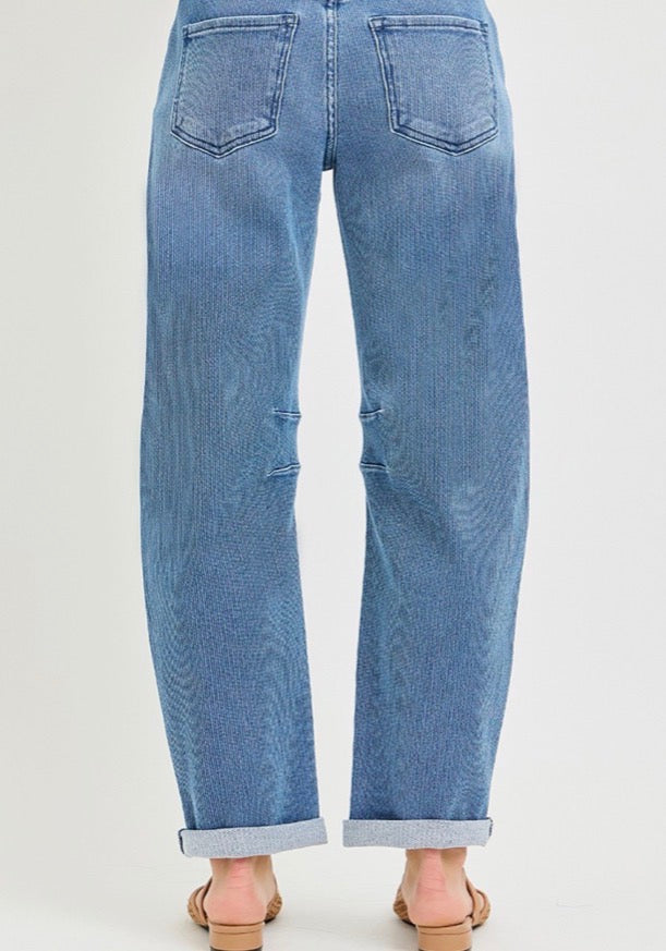 Risen Slouchy Crop Barrel Textured Jeans - Comport