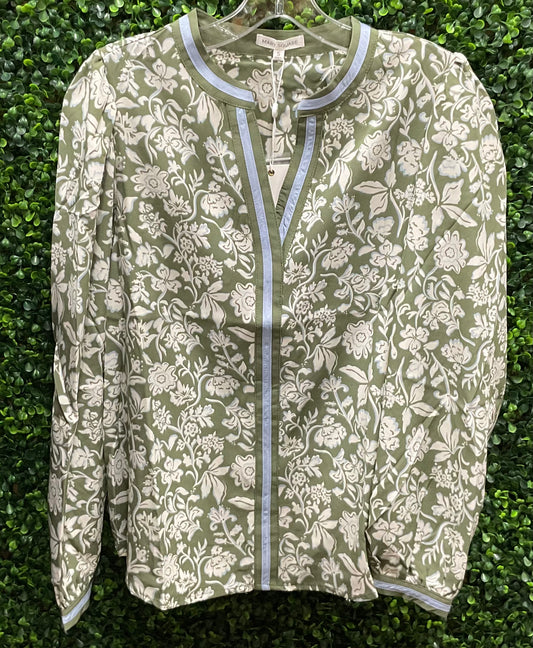 Mary Square Naomi Top Painted Trillium - Olive