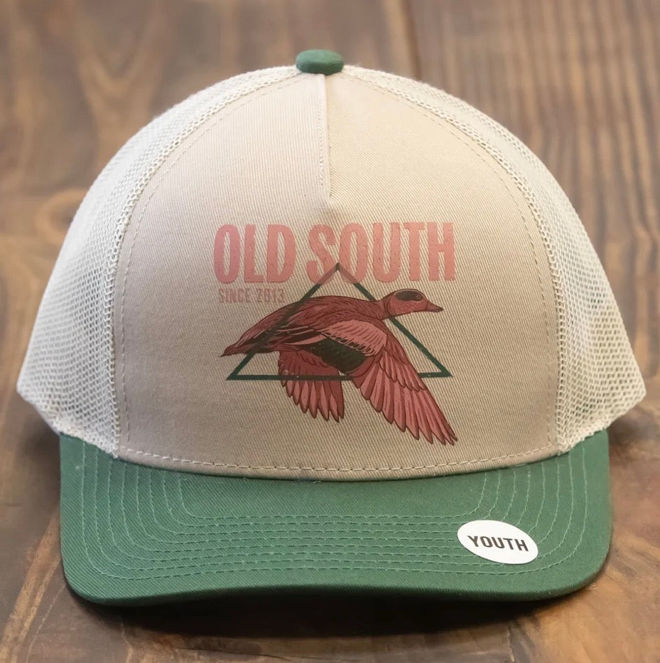 Old South Widgeon Trucker Hat Youth Tan Forest Green