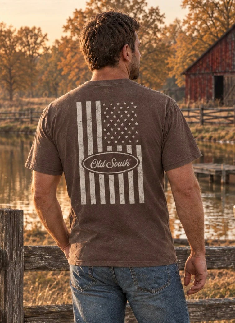 Old South Stars, Stripes, & Camo Short Sleeve Tee Espresso