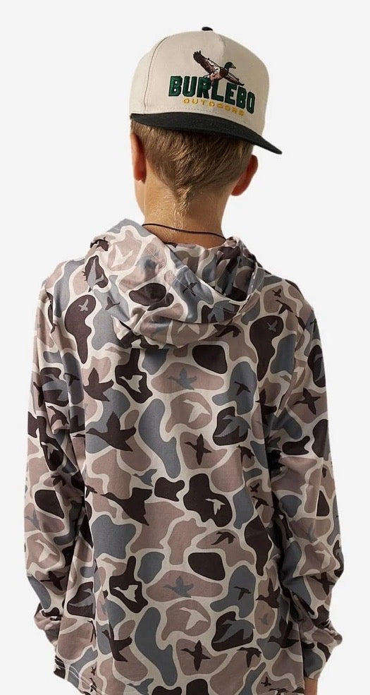 Burlebo Youth Performance Hoodie - Mallard Mayhem Camo