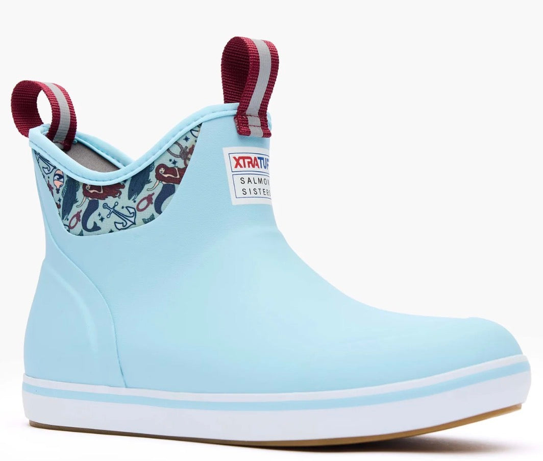Xtratuf Women’s Salmon Sisters Ankle Deck Boot - Light Blue/Mermaid Life XWAB-2BM