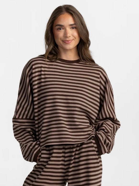 Southern Shirt On The Line LS Top - Chocolate Bark