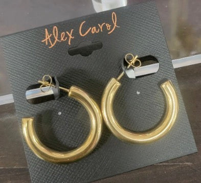 Alex Carol 30mm Small Open 5mm Hollow Hoop Gold Color Water Resistant E23993