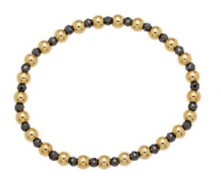 Alex Carol 6mm Gold Ball 4mm Faceted Hematite