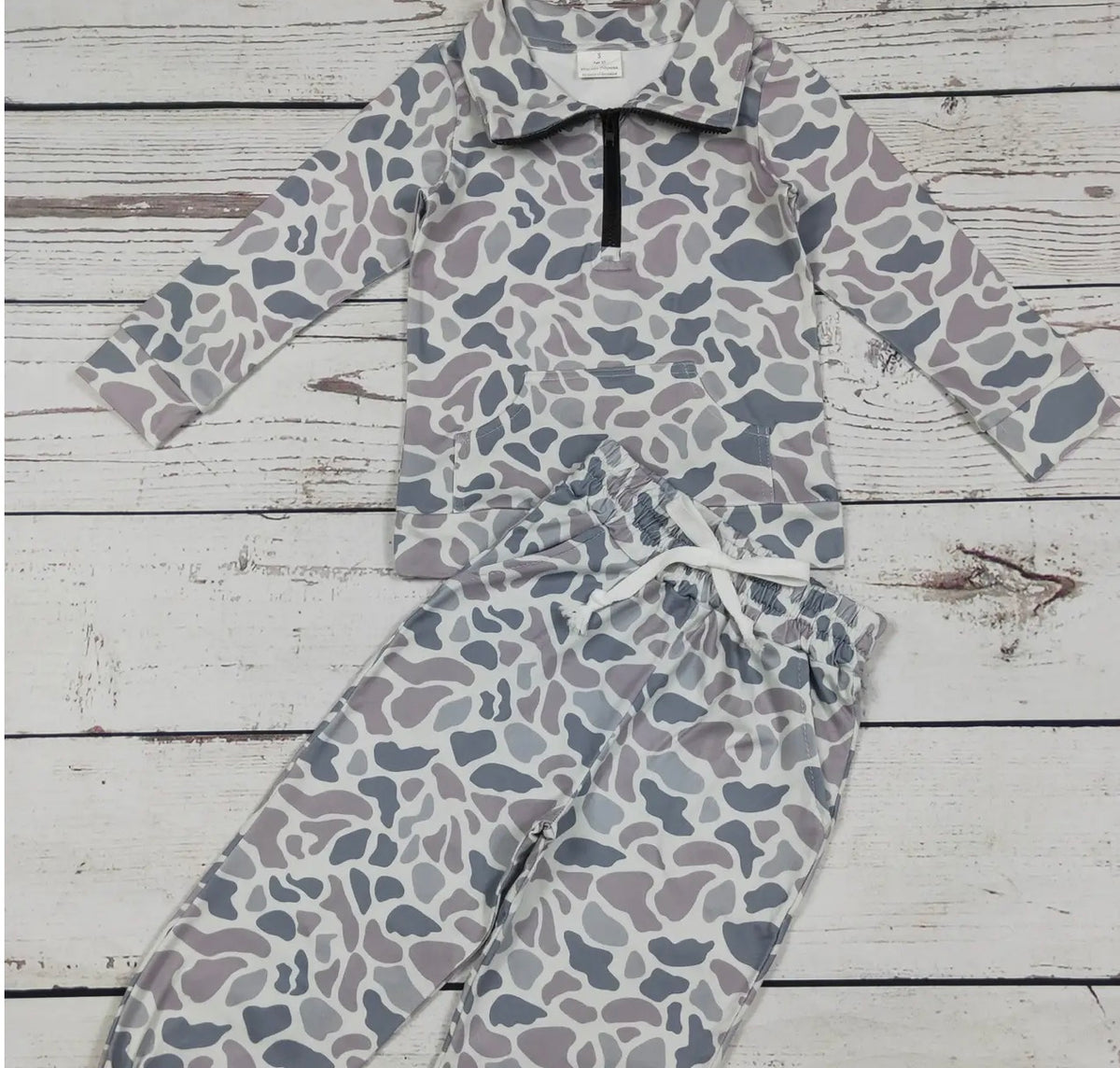 Boys Camouflage Print Top Pants Set