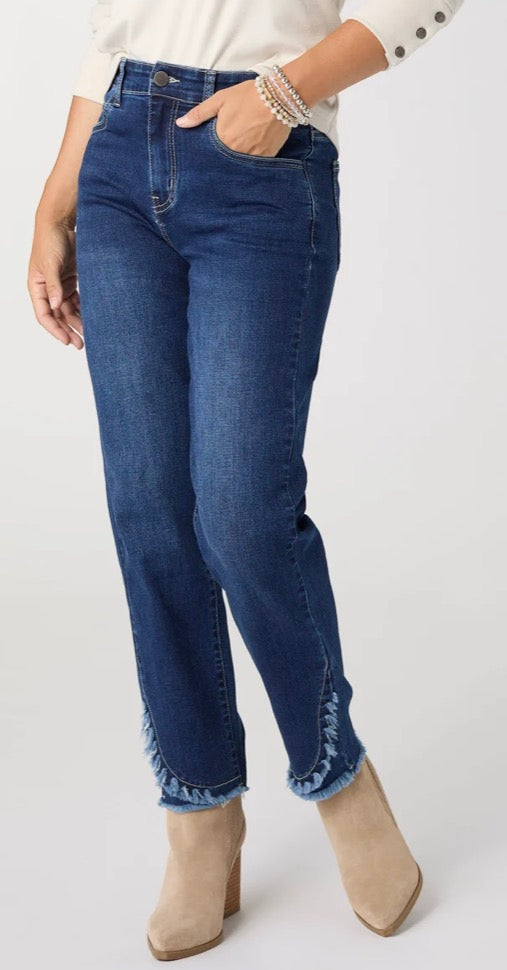 Coco+Carmen Jeans EVERSTRETCH STRAIGHT ANKLE WITH CROSSOVER FRINGE
