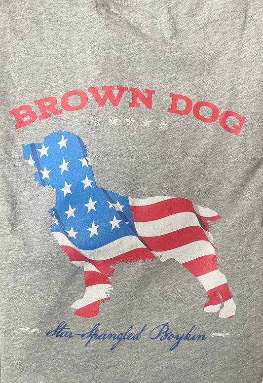 Brown Dog Star Spangled Boykin Grey S/S Tee Shirt