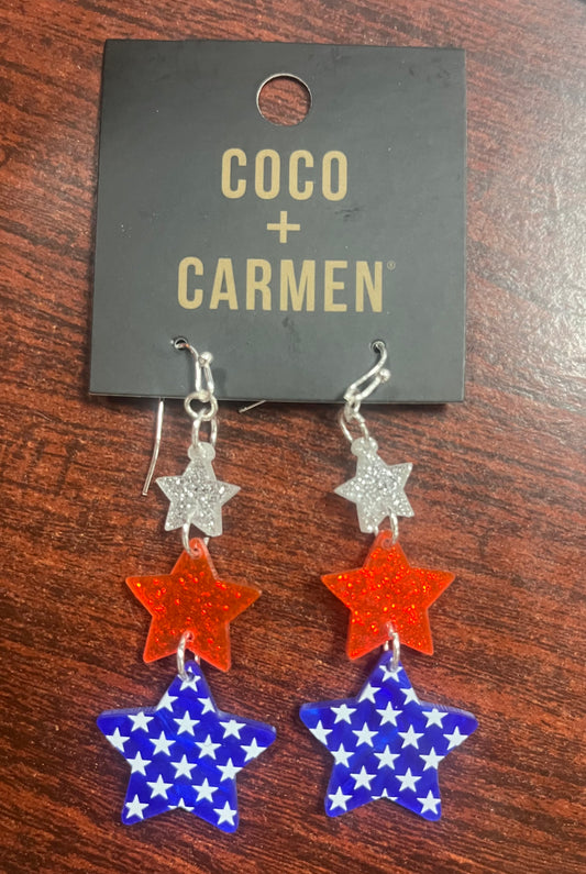 Coco + Carmen Freedom Stars Earrings - Red White & Blue