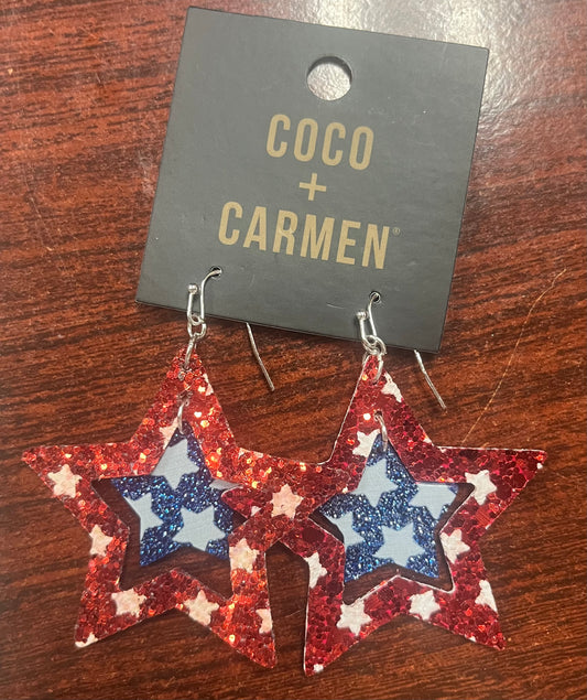 Coco + Carmen Star of Stars Earrings - red white blue