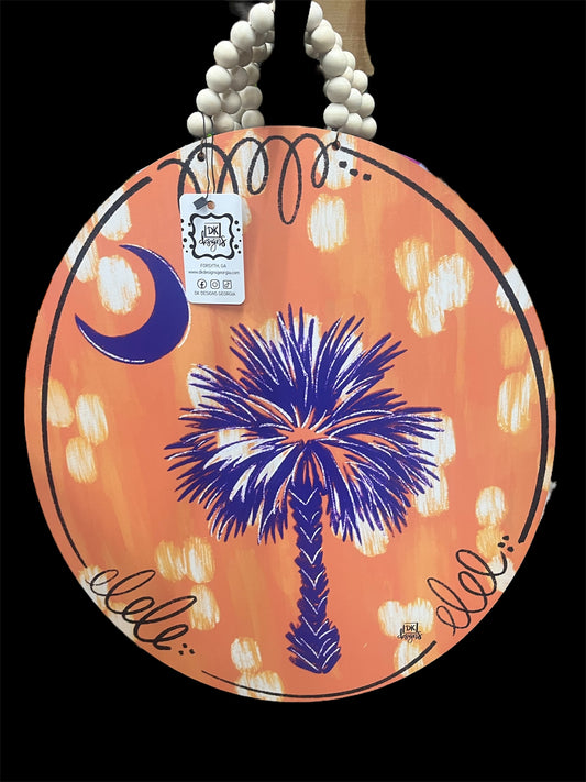 DK Designs Palmetto Moon Orange & Purple Door Hanger