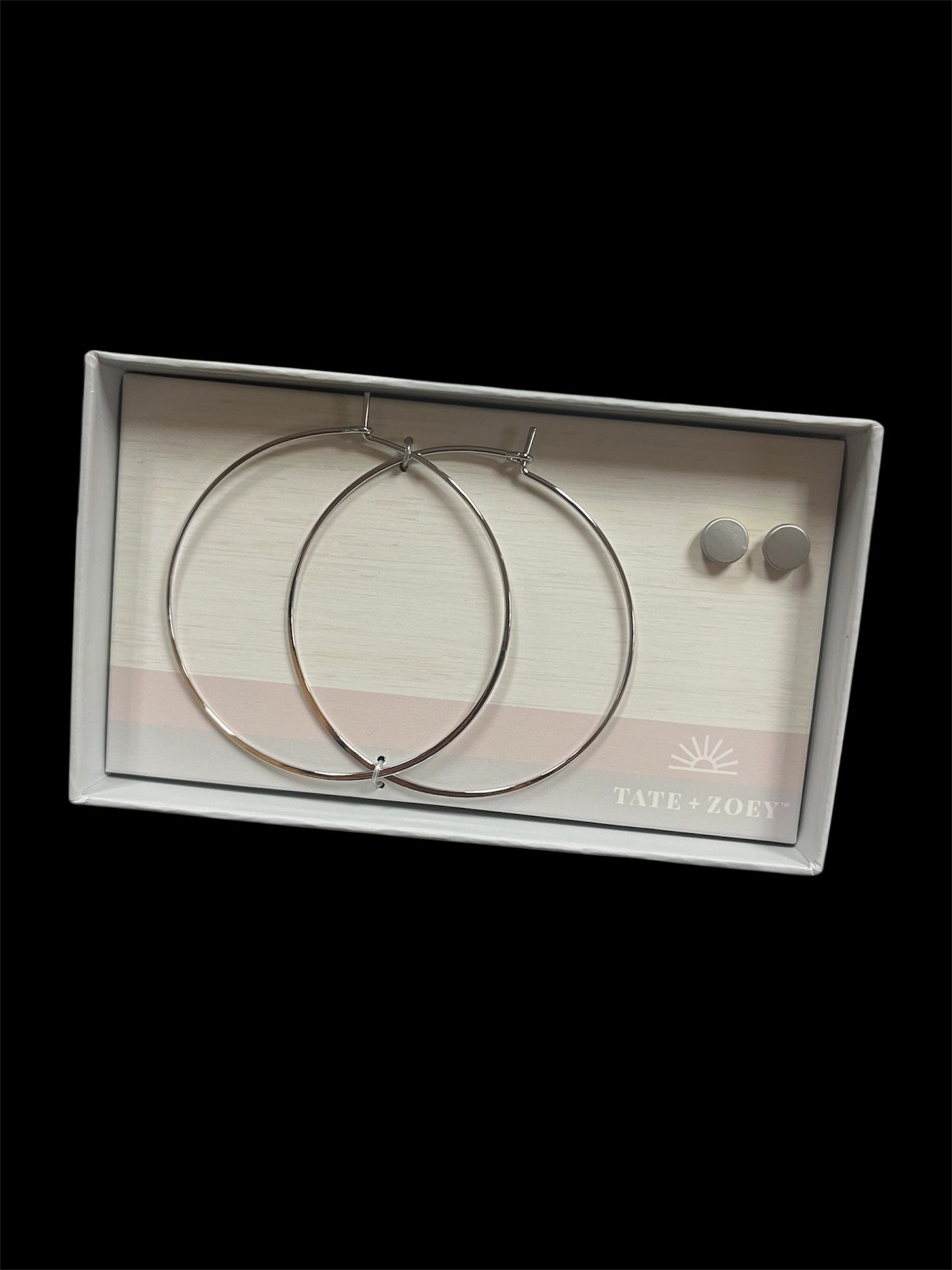 Tate & Zoey Silver Geometric Circle Earring Set