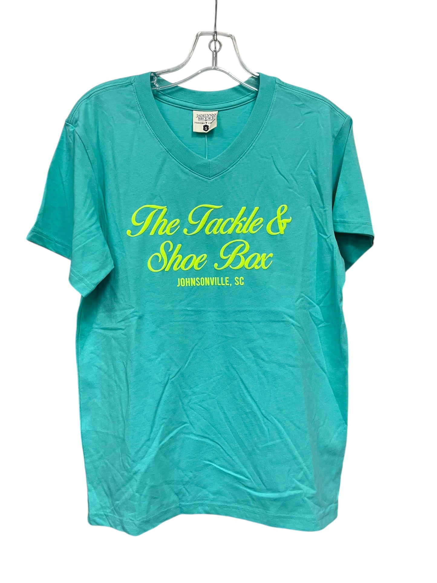 Jadelynn Brooke Custom Short Sleeve V - The Tackle & Shoe Box Seafoam Heather