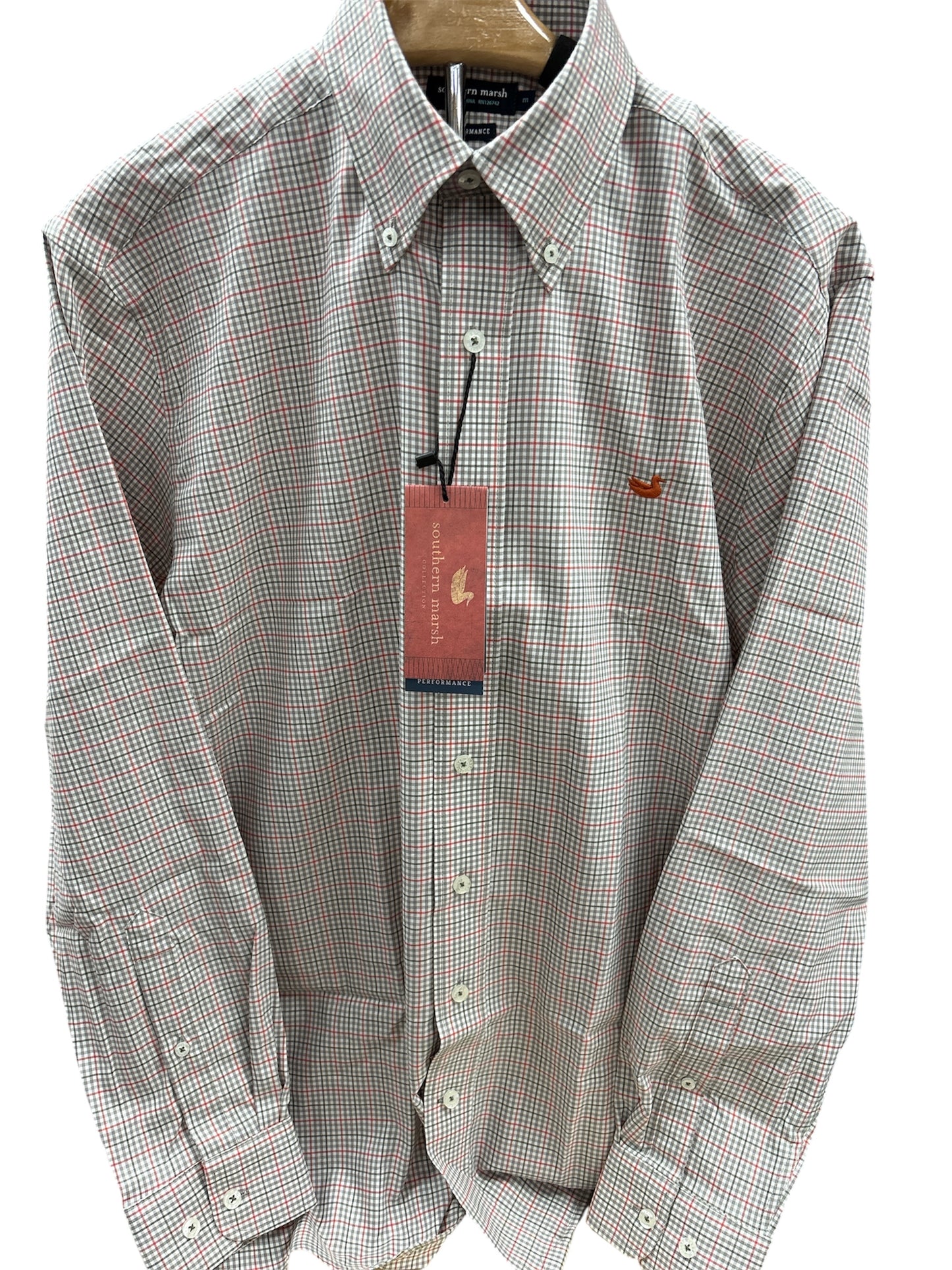 Southern Marsh Dyer Performance Gingham Dress Shirt Burnt Taupe & Dark Olive CDYG BTDL