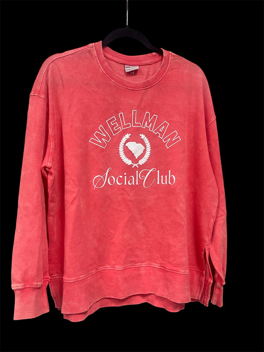 Jadelynn Brooke Mineral Wash Pullover - Wellman Social Club Deep Coral