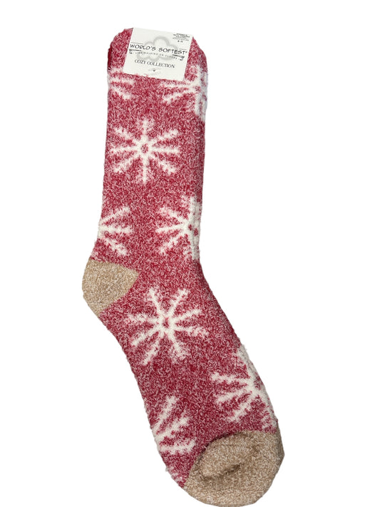 Crescent sock  Red Snow Flakes 75918
