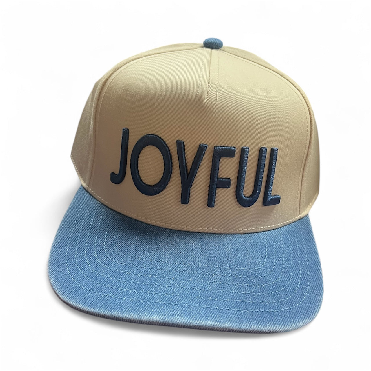Jadelynn Brooke Joyful 3D Embroidery -Natural / Denim Cap