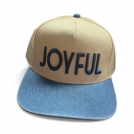 Jadelynn Brooke Joyful 3D Embroidery -Natural / Denim Cap
