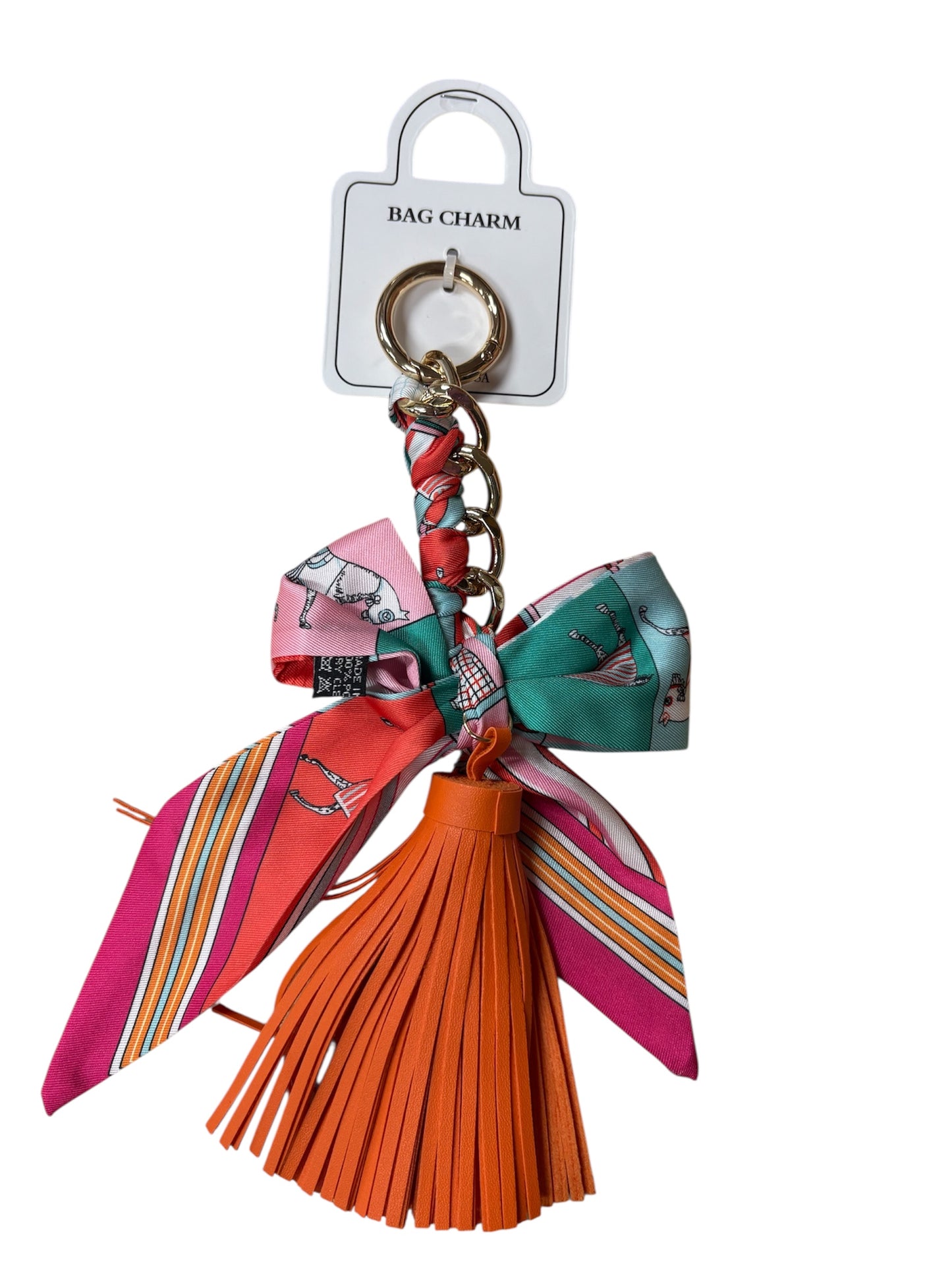 Queens Designs Bag Charm Orange Tassel