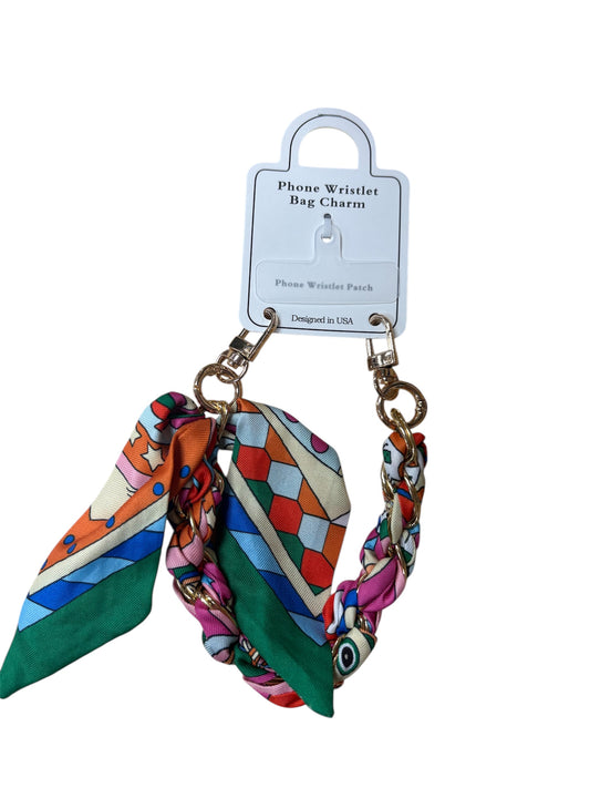 Queens Designs Silk Scarf Phone Holder Wristlet Green Multi