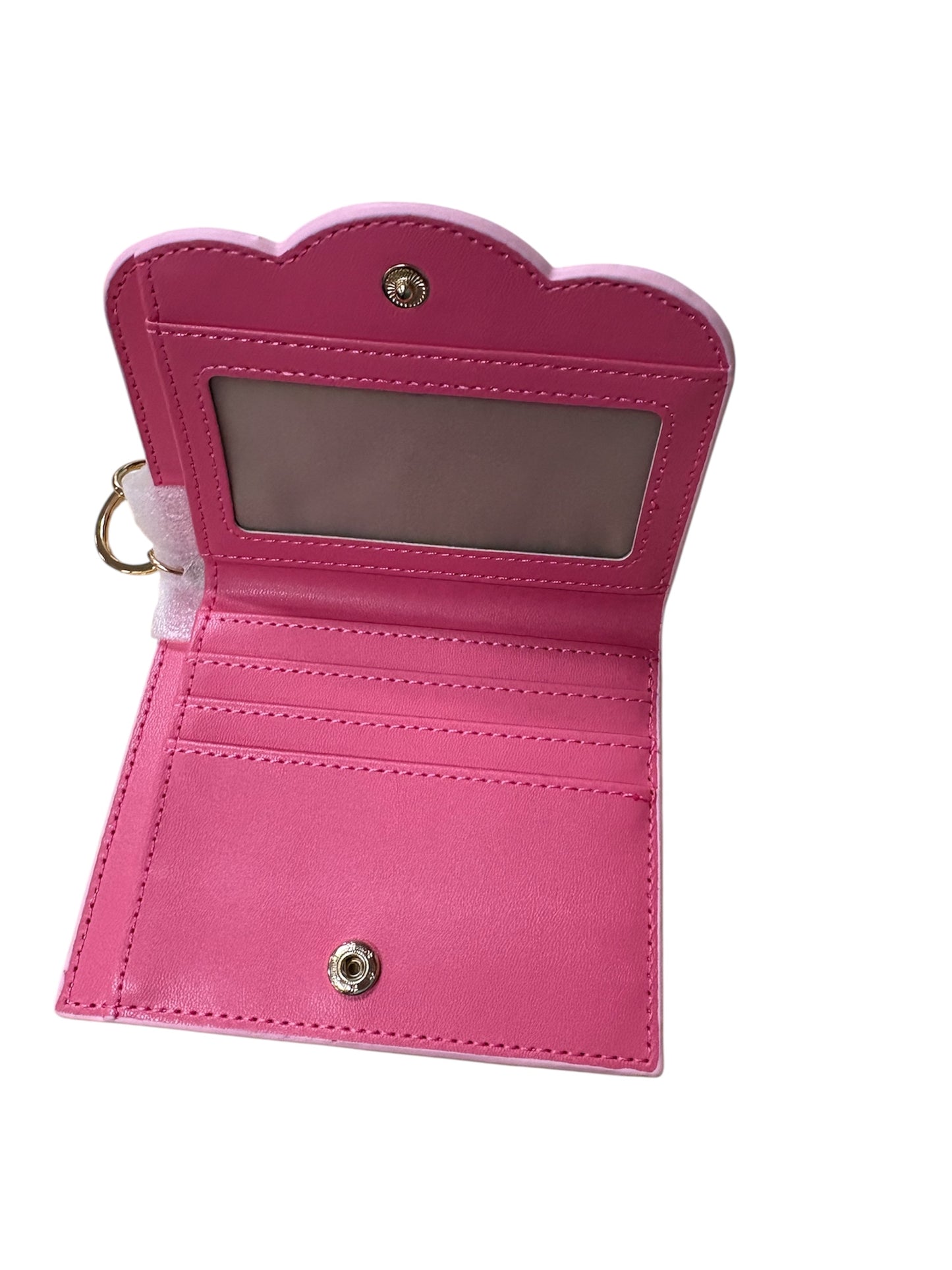 Mary Square Scalloped Wallet Pink Stripe 72641