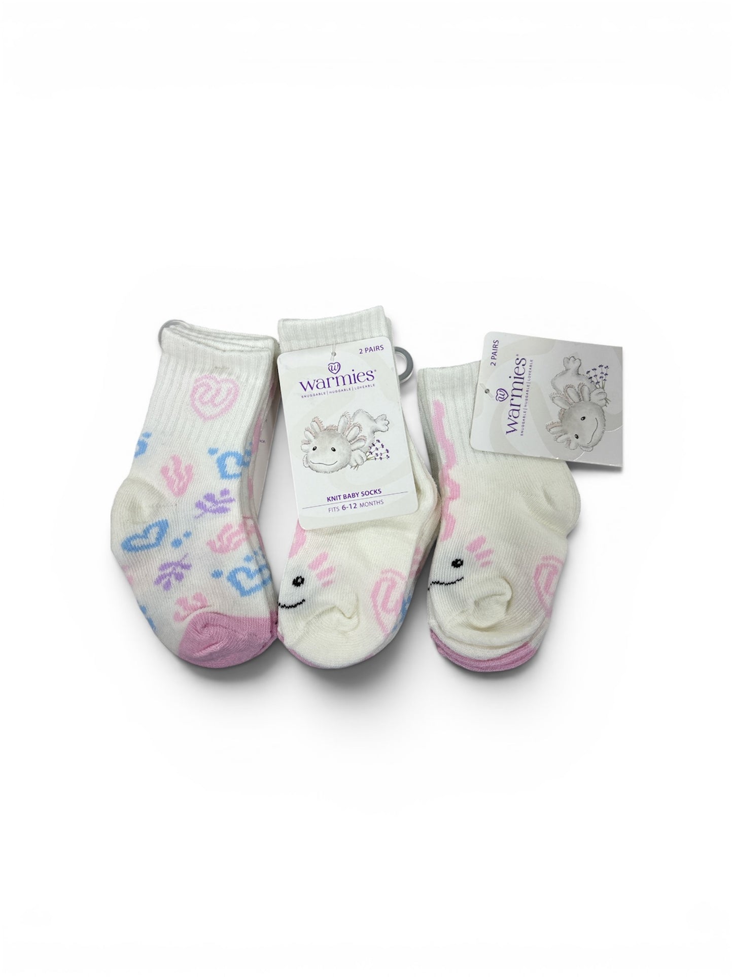Warmies Knit Baby Sock Pink Axoloti