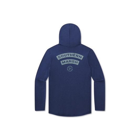 Southern Marsh Classic Hoodie Tee - Arched Marsh- Washed Navy