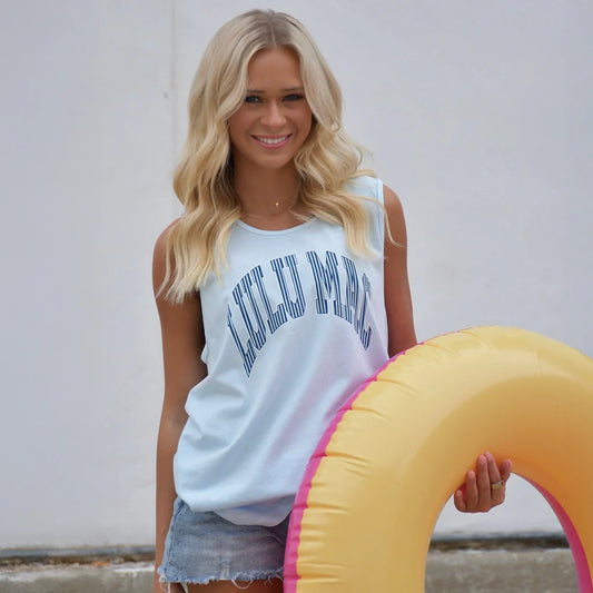 Lula Mac LM-TK-1050 Stripe Adult Chambray Comfort Colors Tank