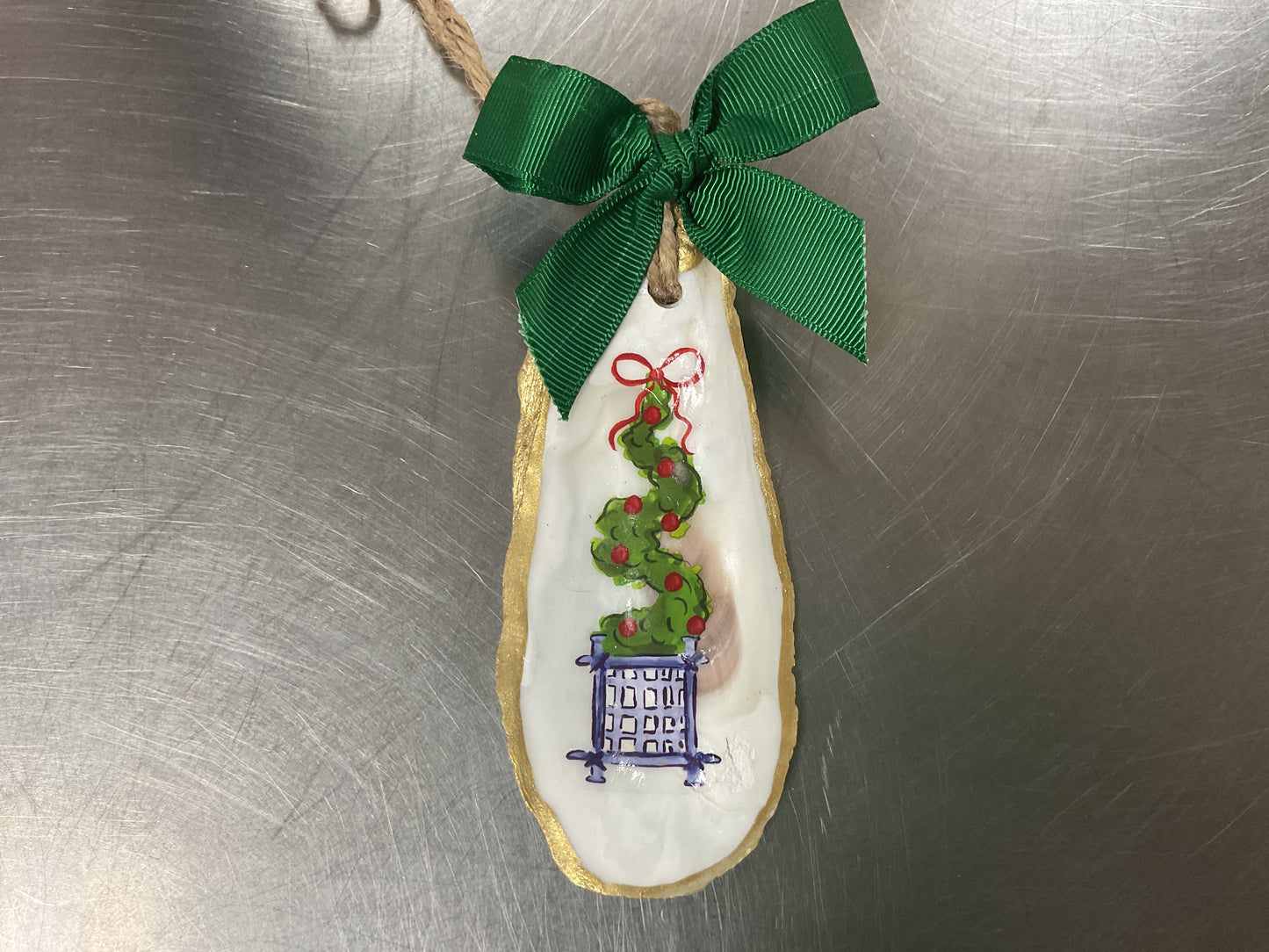 Mud Pie Zig Zag Paint Oyster Ornament
