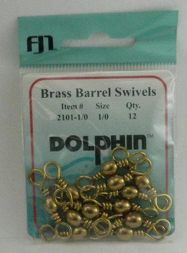 FJ Neil 2101-1/0 Dolphin Brass Barrel Swivel 12ct Size 1/0