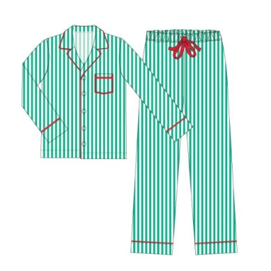 8 Oak Lane Green Stripe Satin PJ Pant Set